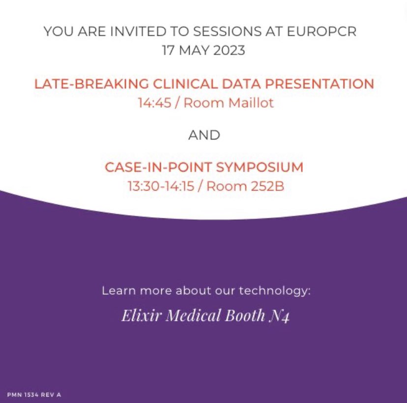 vinayakdbhat's tweet photo. A team from Elixir will be at the EuroPCR to answer any questions about the latest innovation to treat your CAD patients after the release of the Late Breaking Clinical trial results from Bioadaptor Radomized clinical trial by Dr. Saito! 

#bioadaptor #elixirmedical https://t.co/O3xrBoT4XX