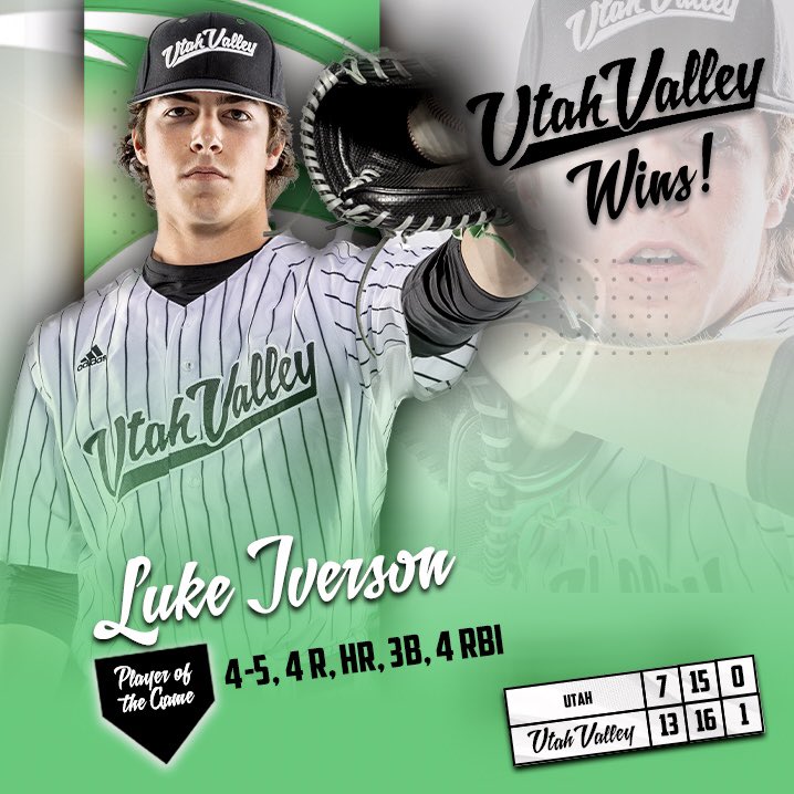 UVUBSBRecruits's tweet photo. 🚨PLAYERS OF THE GAME🚨

@LukeIverson9 4-5 with 4 runs and 4 RBIs!

@reecerodabaugh3 shuts the door with a 2 inning save

Other notables:
🏔️@lacalhal13 3-4, GS, 2 R, 4 RBI
📈@WPeninger 3-3, RBI, R, 2 HBP
🏔️@BBurkec3 2-5, HR, 2 RBI, BB https://t.co/5yk2d42pgV