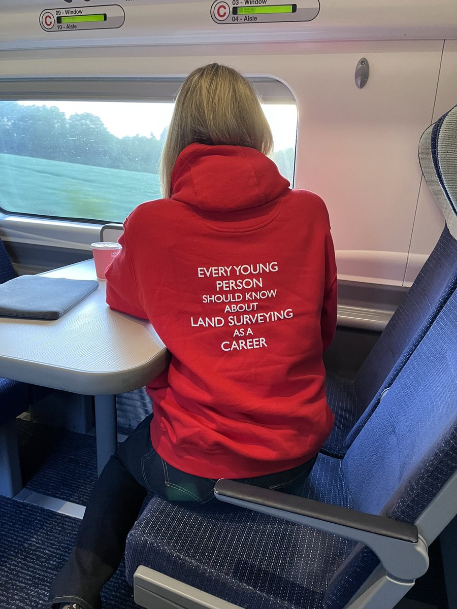 I’m on a mission! On board the 05:33 <a href="/AvantiWestCoast/">Avanti West Coast</a> Preston to London and I’m heading off to @GEOBusinessShow to champion #Geospatial #education and #apprenticeships. Thanks to <a href="/surveyassoc/">The Survey Association (TSA)</a> for the bold
message as I #WalkTheWalk through #London! #SurveyFirst #loveSurveying