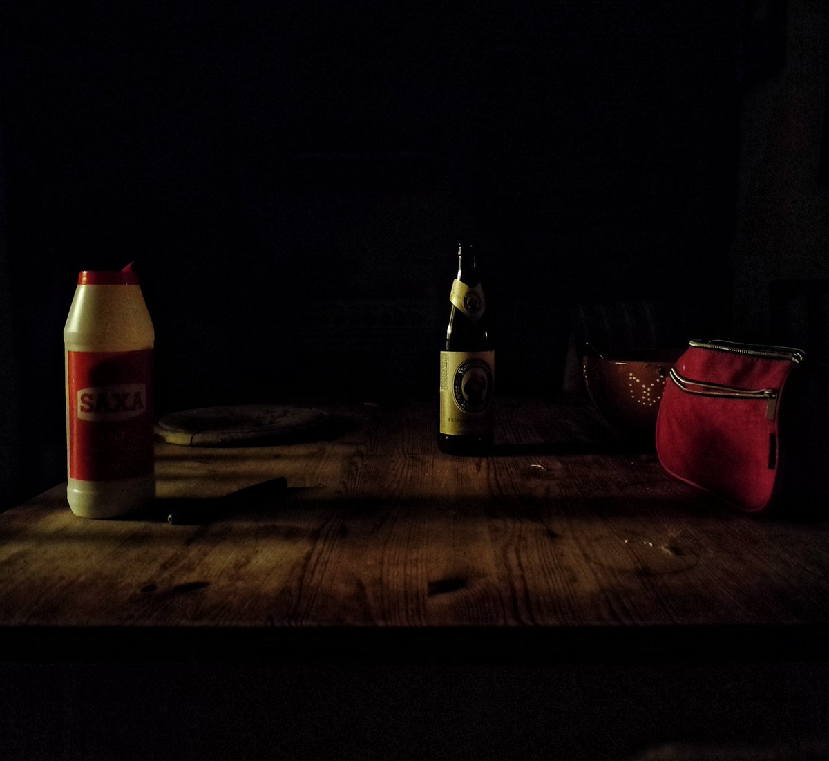 Still Life with Salt, Weissbier and Washbag