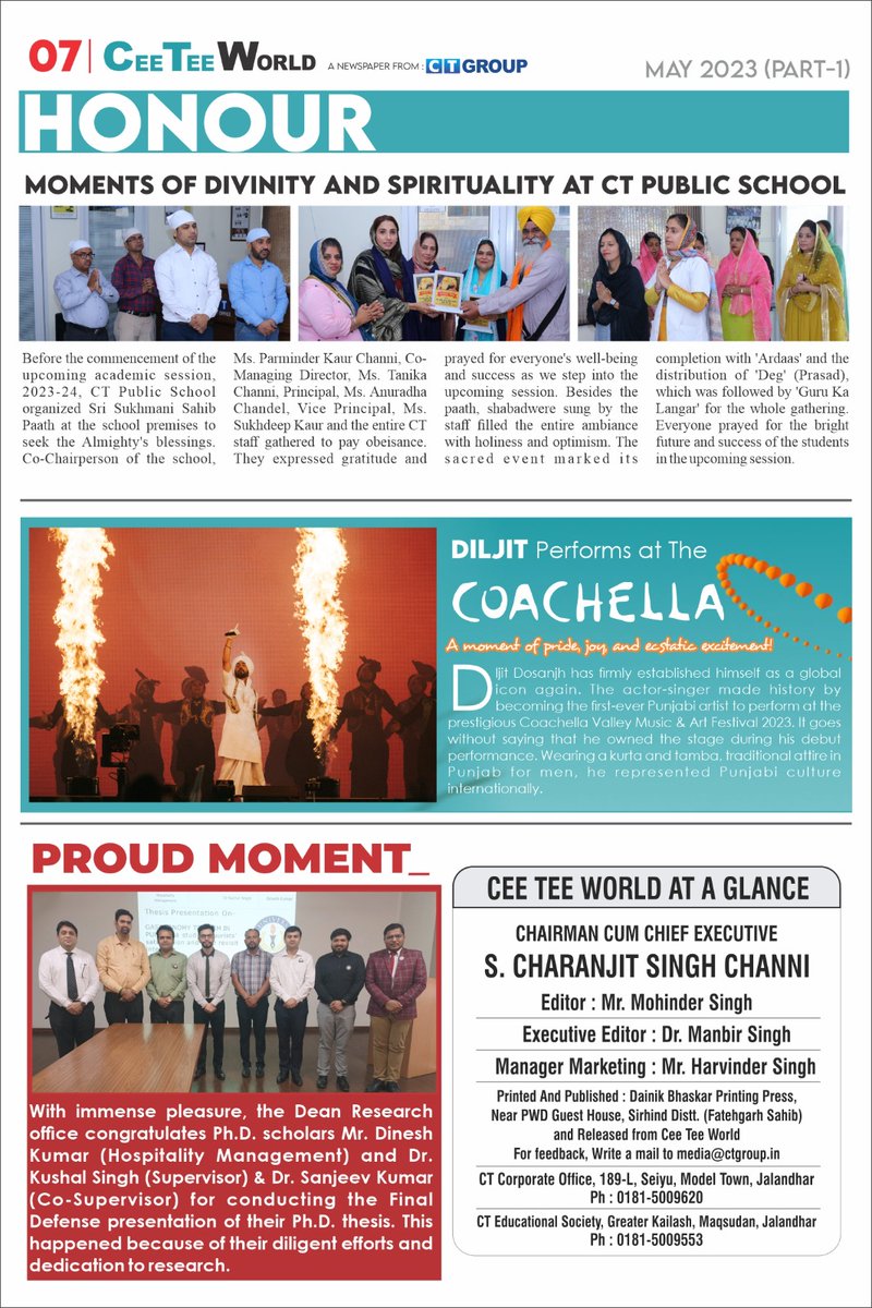 CT_University's tweet photo. Here is part one of the Cee Tee World Newsletter of May 2023. It covers the major activities of CT Group.
#ceeteeworld #ctgroup #ctws #ctps #may2023 #newsletter #admissionsopen #celebrating25years #since1997 #silverjubilee #25yearsoflegacy #CTians #careerbeginshere #TeamCT https://t.co/9ljcTev5Fk