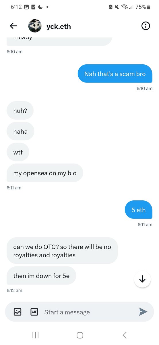Watch out for "milady" @punk2739 tryna runescape trust trade me OTC, bitch!

Two trades is always a scam milady, never trust trade.