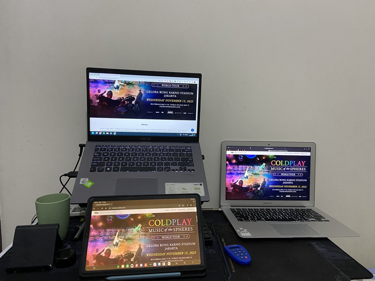 andrizaudin's tweet photo. I finally SECURED @coldplay ticket WT Jakarta. In fact, I didn't make it by myself, although I stayed on the page for an hour with 3 devices with 50 Mbps. But my sister booked for me with Ultra High-speed 800 Mbps from Aussie.
Speed is the key to the war on 19 May. Good luck! https://t.co/BBkBn1qcsh
