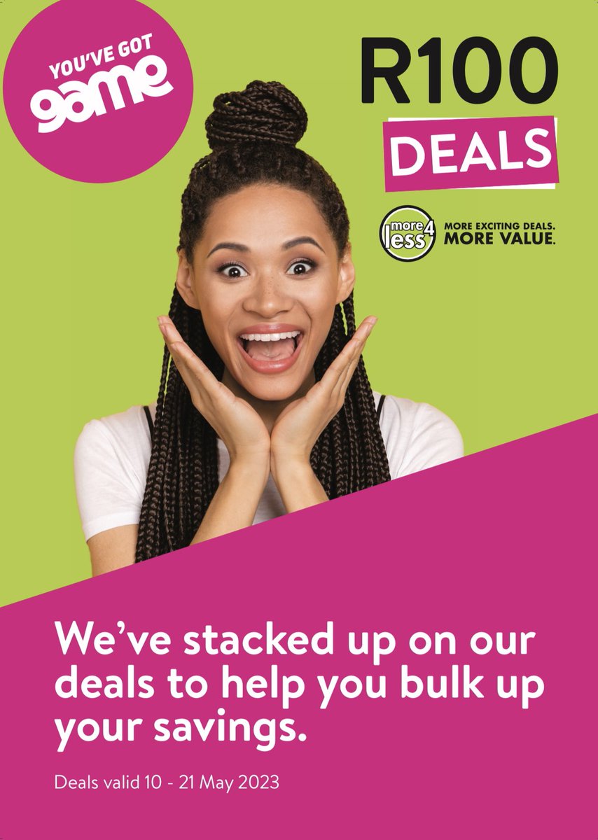 Saving like a pro has never been easier! Get your R100 deals at Game Westgate today! 

Valid until 21 May 2023. 

#MoreValue #LivingItUp #OhMyWestgate