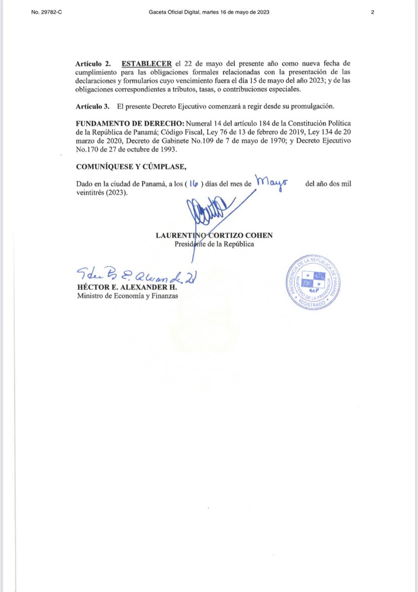 PublioDeGracia's tweet photo. Comprendemos q la semana pasada el Etax mantuvo problemas de conectividad, por lo que el presidente @NitoCortizo y el ministro del @Mef_Pma decidieron aceptar la recomendación de la @DGIpma de prorrogar las obligaciones que vencían el 15/5 al 22/5 y evitar recargos y multas. https://t.co/BXUqxEx6uM