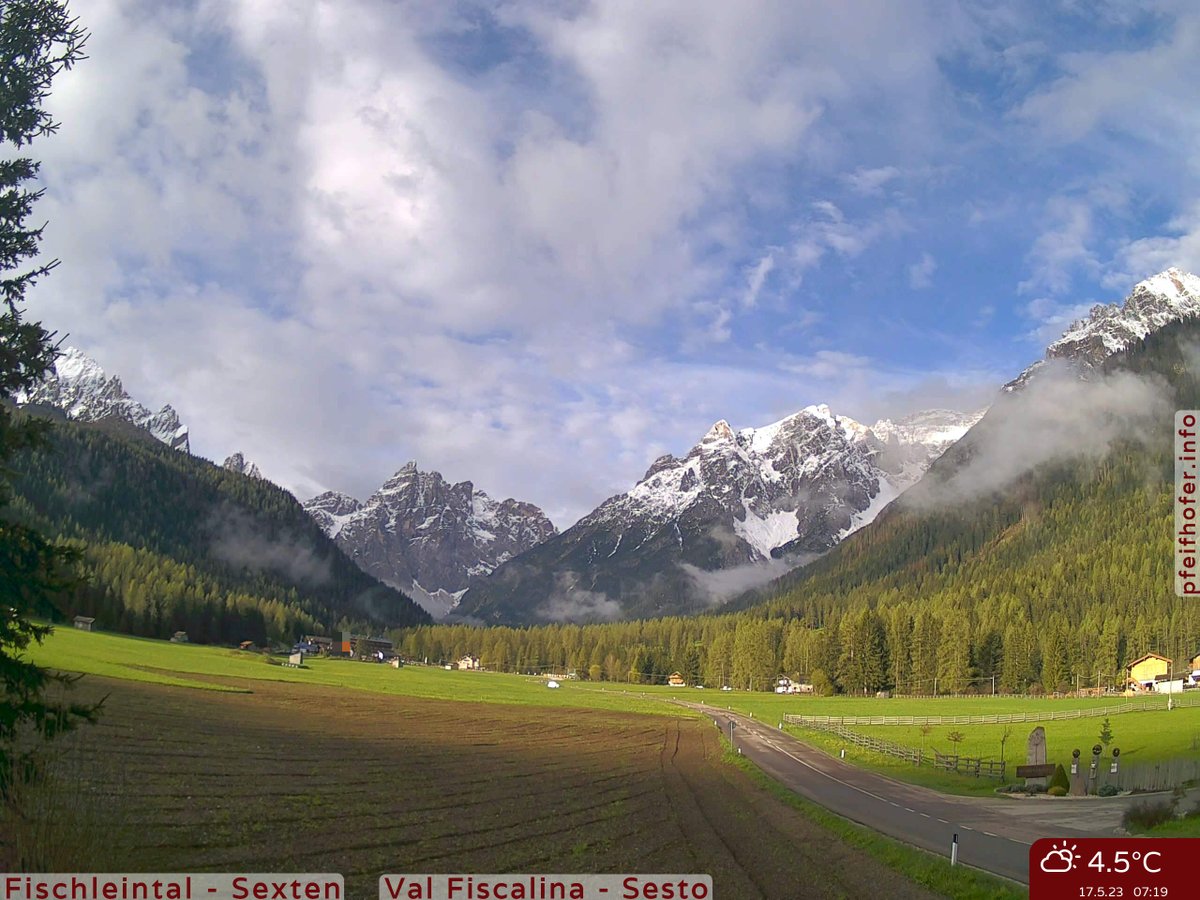 Webcam Sexten Fischleintal 4.5°C ⛅ - Sextner Dolomiten - Dolomiti di Sesto - Südtirol - Alto Adige