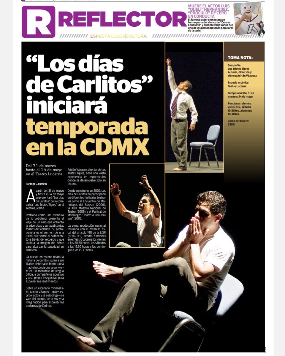 Gracias <a href="/period_victoria/">Periódico Victoria de Durango</a> por el espacio en su periódico para hablar de esta puesta en escena. 🔥🗞️📰