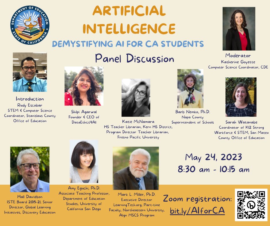 I am honored to be part of this amazing team. Join us on May 24th 8:30 to 10:15 AM.
#AI4CA #CSforCA