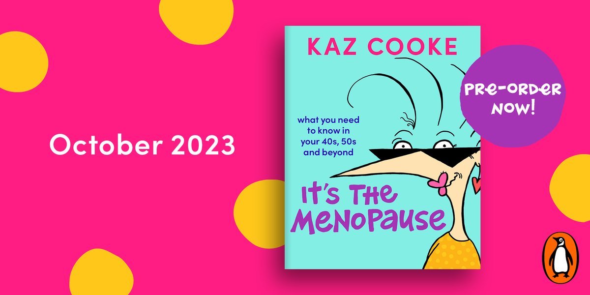 Announcing: It's The Menopause by Kaz Cooke! A reassuring, practical go-to book from trusted author Kaz Cooke in her laugh-out-loud style. Get the lowdown on everything you need to know about menopause. Coming October 2023. Pre-order now! penguin.com.au/books/its-the-…