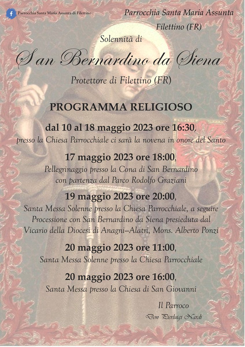 DiocesiAnagni's tweet image. La comunità di Filettino, il paese del Lazio che si trova più in alto di tutti, è in festa per San Bernardino. Ecco il programma delle celebrazioni. #filettino #sanbernardino