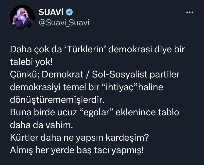 ozlemdogus's tweet photo. @Suavi_Suavi Duygusallığınız mantığınız önüne geçiyor maalesef. CHP bilgi işlemin başında olanlar şimdi aynı durumla hem seçmeni ve zamanında İnce’yi ortada bırakmışlarsa şimdi öyle YSK’nın önüne gidin demekle olmuyor. Aynı şekilde demokrasiyi de ırk üzerinden okumanız gibi bir duygusallık. https://t.co/xXWn4g5pWO