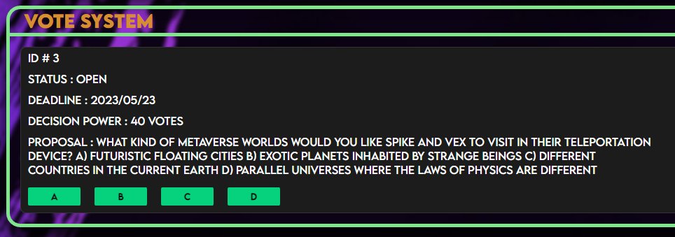 BrainlesSpikes's tweet image. The series SYNOPSIS has been validated by our holders with almost a 98% of positive answers! 🔥👇

And noww... A new Bible question is live! Vote in the holders dashboard! 👉 members.brainlesspikes.io

What kind of metaverse worlds would you like Spike and Vex to visit in their…