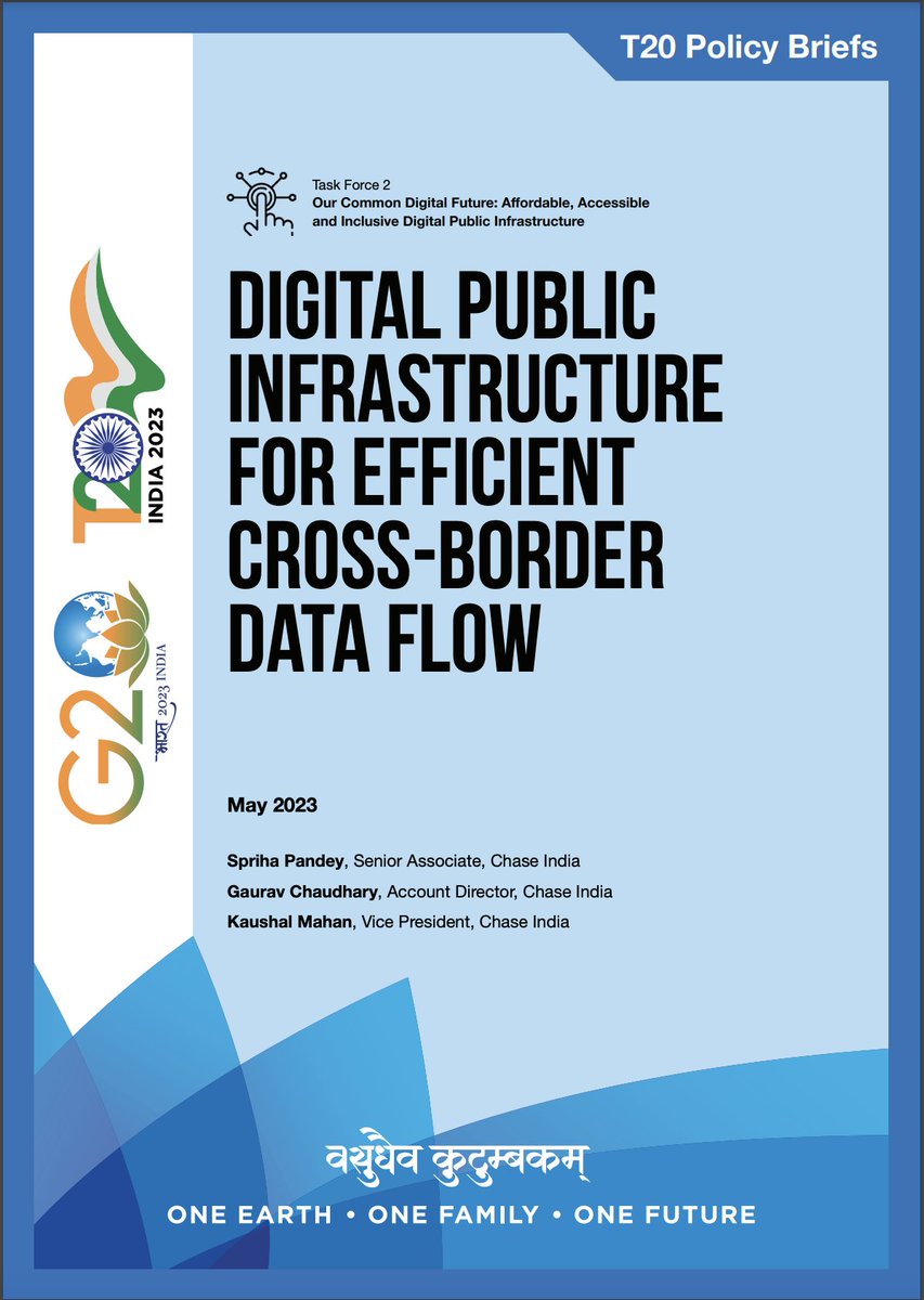 T20org's tweet photo. #DigitalPublicInfrastructure for Efficient Cross-Border #Data Flow

@SprihaPandey5, @GauravKnows, @kaushalmahan discuss the need for a #DPI for efficient cross-border data flow & the role #G20 can play in establishing a global DPI. 

Read here: https://t.co/IsAx7pfBMp

#G20India @g20org @chase_india @avianWE @WEcomms