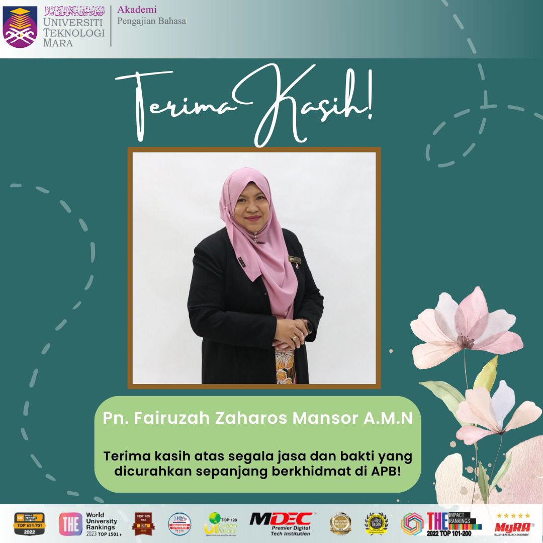 Seluruh warga APB merakamkan ucapan Selamat Datang kepada Pn. Aishah Raidah Ab Rahman dan selamat menjalankan tugas sebagai Timbalan Pendaftar di APB. 

Sekalung penghargan juga buat Pn Pn. Fairuzah Zaharos Mansor A.M.N atas jasa dan khidmat yang telah dicurahkan di APB.