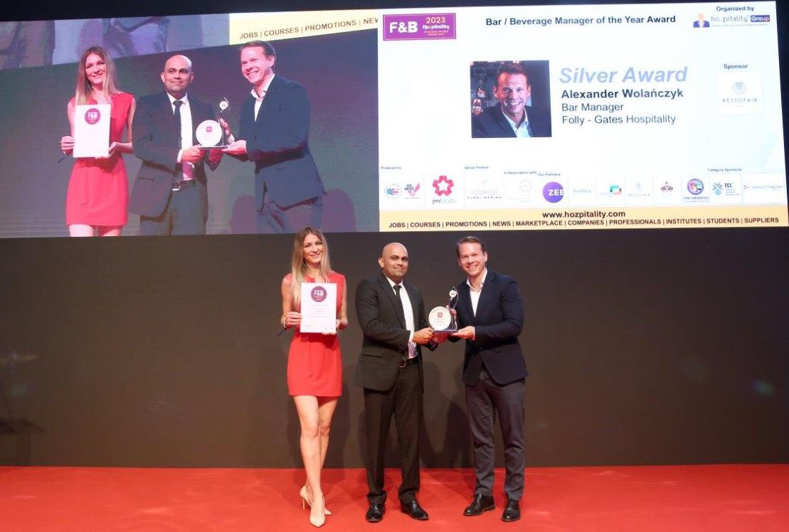 Alexander Wolańczyk, Bar Manager at Folly-Gates Hospitality, won the silver award in the Bar/Beverage Manager of the Year category. RESTOFAIR RAK presented the award to him.

#AlexanderWolanczyk #folly #GatesHospitality #BarManager #SilverWinner #FandBAwards #DedicationtoService