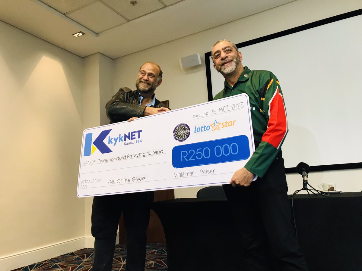 <a href="/GiftoftheGivers/">Gift of the Givers</a> founder Dr Imtiaz Sooliman has thanked comedian Melt Sieberhagen for his generous donation of R250k. The cheque was handed over in Cape Town yesterday. Images by Lizell Persens #smile904fmnews