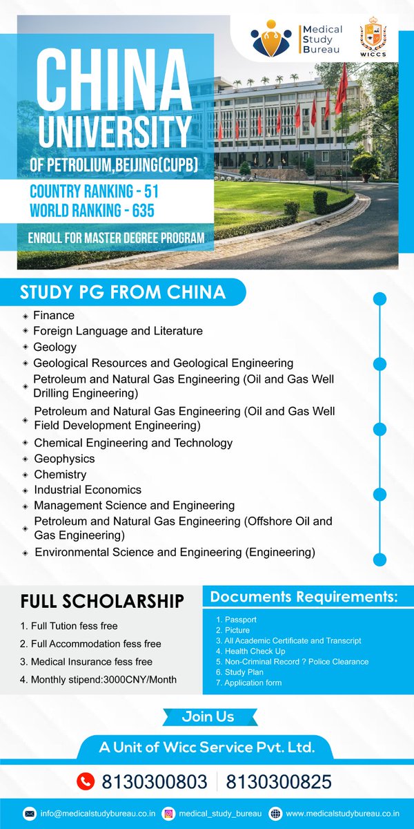 wadhwanmedical's tweet image. Medical Study Bureau
ENROLL FOR MASTER DEGREE PROGRAM
• Environmental Science and Engineering (Engineering)

📞 +91 8130300825
📧 Info@medicalstudyburea.co.in 

#MasterDegreeProgram
#ChinaUniversities
#StudyAbroadChina
#HigherEducationChina
#ChineseUniversities
#FinanceDegree