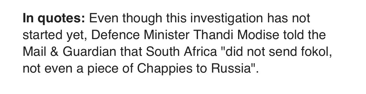 Quote <a href="/News24/">News24 🇿🇦</a>, <a href="/SANDF_ZA/">SA National Defence Force 🇿🇦</a> minister… ‘did not send fokol…’  
So SA did send ‘fok’?