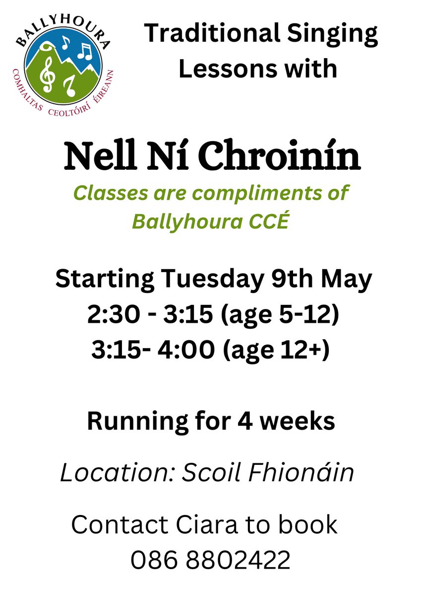 Ballyhoura CCÉ (@ballyhouracce) on Twitter photo 2 weeks left of our free singing classes with <a href="/nell_ni_ch/">Nell Ní Chróinín</a>
Children and adults getting a great opportunity to hear and learn traditional singing. 2 weeks left of our free singing classes with <a href="/nell_ni_ch/">Nell Ní Chróinín</a>
Children and adults getting a great opportunity to hear and learn traditional singing.