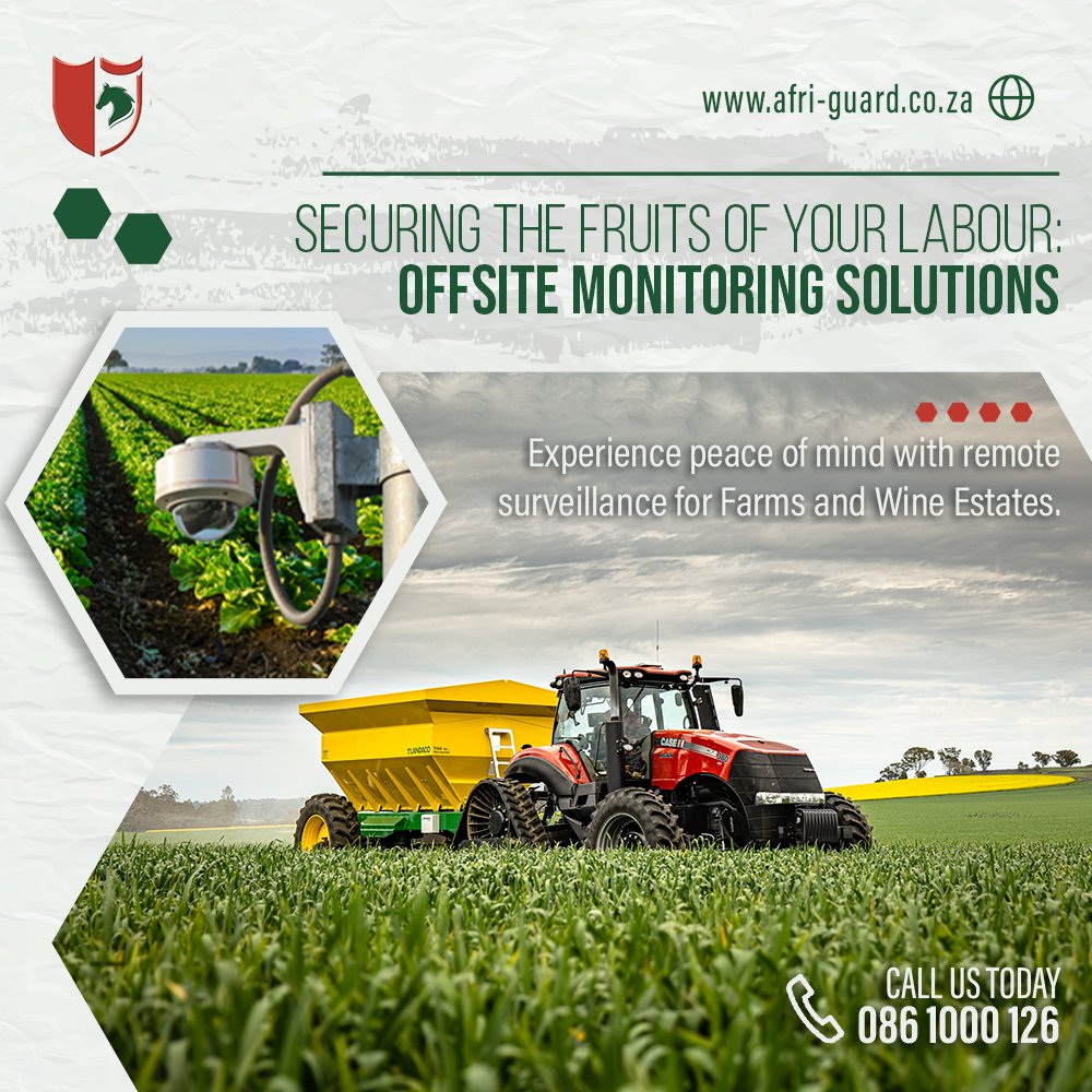 AfriGuardSA's tweet image. Secure your Western Cape farm/wine estate with offsite monitoring! Protect crops, equipment &amp;amp; property from theft/vandalism. Ensure safety &amp;amp; peace of mind. Call 086 1000 126 for more info. #FarmSecurity #WineEstateProtection #OffsiteMonitoring