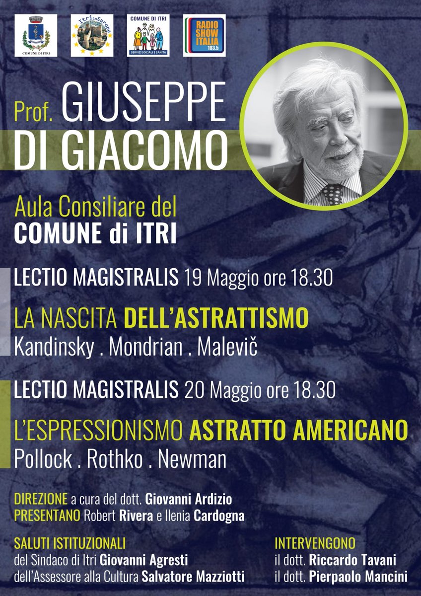 rriveraitaly's tweet photo. ✨️✳️EVENTO ESCLUSIVO❇️✨️
#Itri #visititri #pittura #robertriverapressevents #lectiomagistralis #giuseppedigiacomo #Newman #Rothk9 #Pollock #Malevic #Mondrian #Kandinsky #rivieradiulisse
@Latina_Oggi @infotemporeale @LazioEventi @LatinaNewsEu @Mondo_Reale @GaetaNews24 https://t.co/OsAvwEZDdc