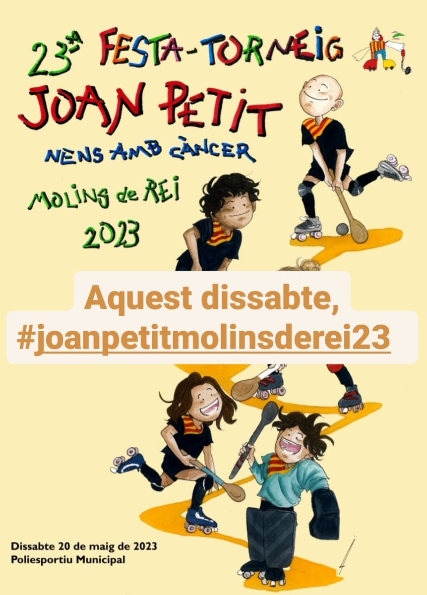 Amics Joan Petit (@amicsjoanpetit) on Twitter photo Falten pocs dies per la Festa-Torneigs Joan Petit 2023 😊
Clubs participants, ho teniu tot a punt? 🏑
#joanpetitmolinsderei23
#hoqueidolidari 
#molinsderei 
#amicssjoanpetitnensambcancer 
#joanpetit
#stickcontent Falten pocs dies per la Festa-Torneigs Joan Petit 2023 😊
Clubs participants, ho teniu tot a punt? 🏑
#joanpetitmolinsderei23
#hoqueidolidari 
#molinsderei 
#amicssjoanpetitnensambcancer 
#joanpetit
#stickcontent