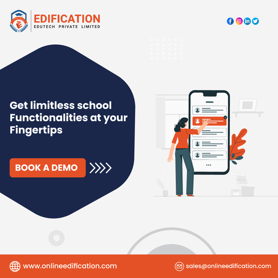 Empower your school's success with the limitless possibilities of @edificationedu smart school management system. 

Book your FREE demo today!
🌐 onlineedification.com
📧 sales@onlineedification.com
📞 (079) 4892-9022

#Edification #SchoolManagementSystem #SmartTechnology