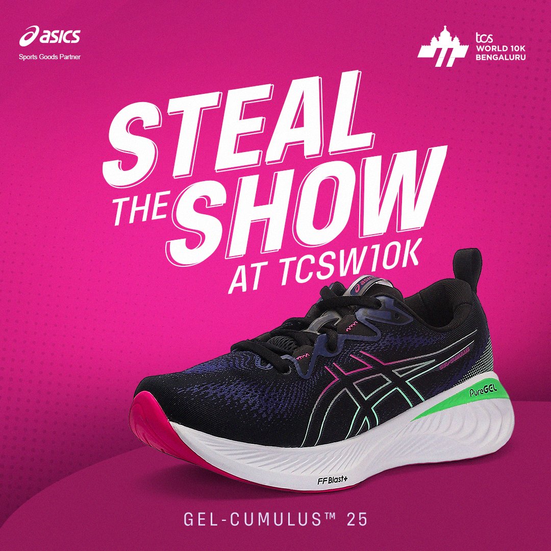 TCSWorld10K's tweet photo. Energised cushioning โ
Softer landing โ
#ComeAlive for #TCSW10K by gearing up for your run with the @ASICS_India Gel-Cumulusโข 25 for women๐๐โก๏ธ https://t.co/p014T4Iv44
#DoTheBoomerang #ComeAlive #ASICSIN #SoundMindSoundBody #AsicsRunningClub https://t.co/OA2tLS5xVj