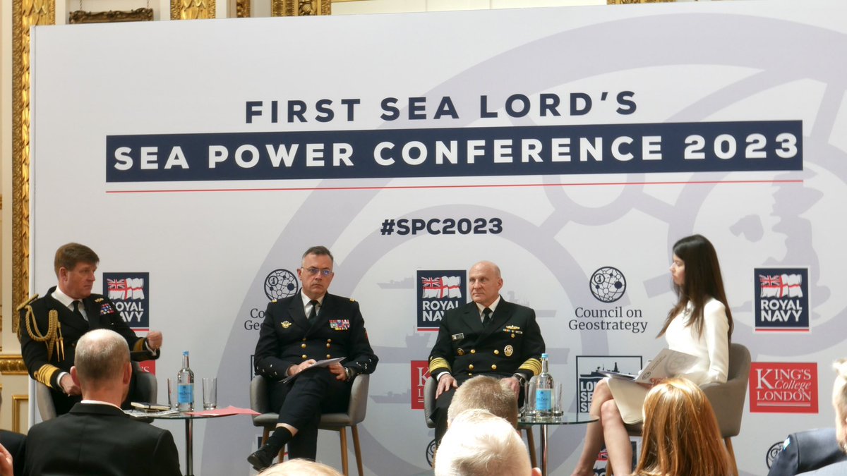 CEMM_FR's tweet photo. In London with the @FirstSeaLord and the @USNavyCNO for the #SeaPowerConference.
Together we discussed the global dimension of maritime security issues, including the important links between Europe and the Indo-Pacific and the effects of climate change. #SPC2023 https://t.co/labLBGa7zK
