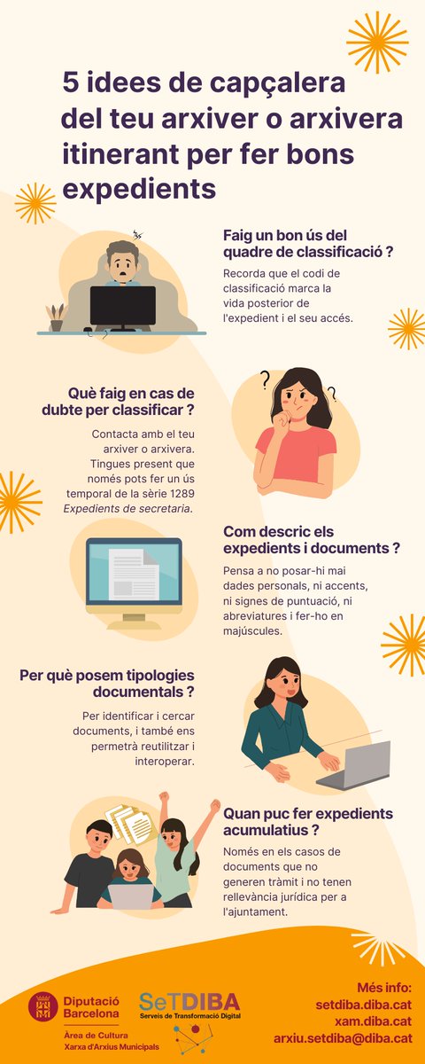 patcdiba's tweet photo. 🗄️Notícies #ArxiversItinerants #XAMDiba

5 aspectes bàsics a tenir en compte a l'hora de crear expedients i documents amb la metodologia SeTDIBA.

Aquest és el context: https://t.co/E3YeSEBeag https://t.co/SmXSar7Dmm