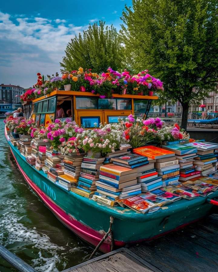 Bookshop boat.🌼🌸