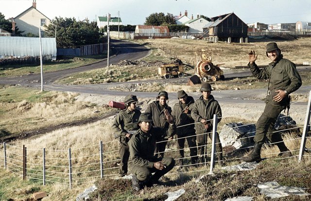 May 17th 1982: A bright, sunny day dawns in Stanley. Argentine soldiers emerge from flooded trenches &amp; dugouts with steam coming off them. Locals record them as sodden, their boots falling apart, many with string for bootlaces and broken in mind &amp; body... Then the Harriers come.