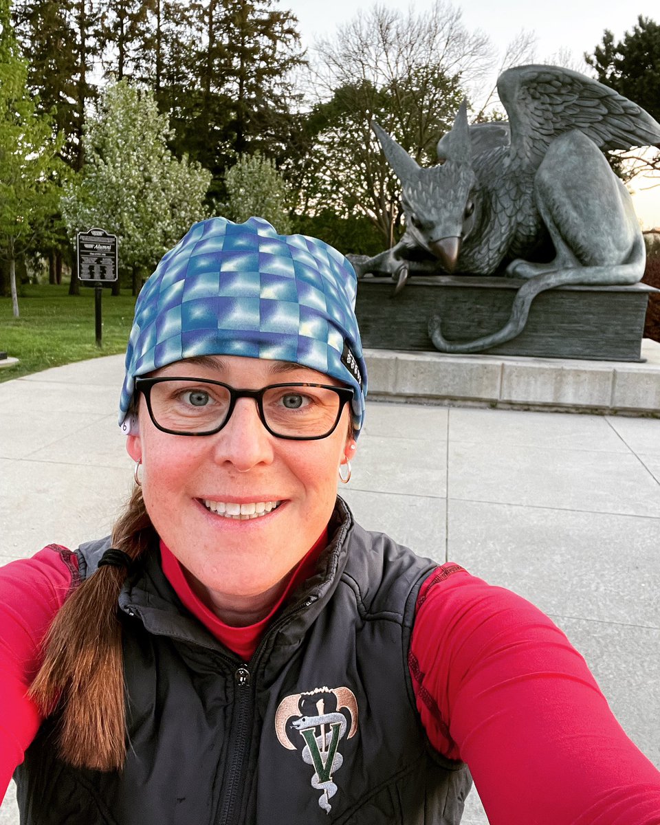 Greeted by the @uofguelph Gryphon on my morning run through the arboretum. I’m in town as part of the Dairy Health Management CE Program @DairyatGuelph - learning lots!