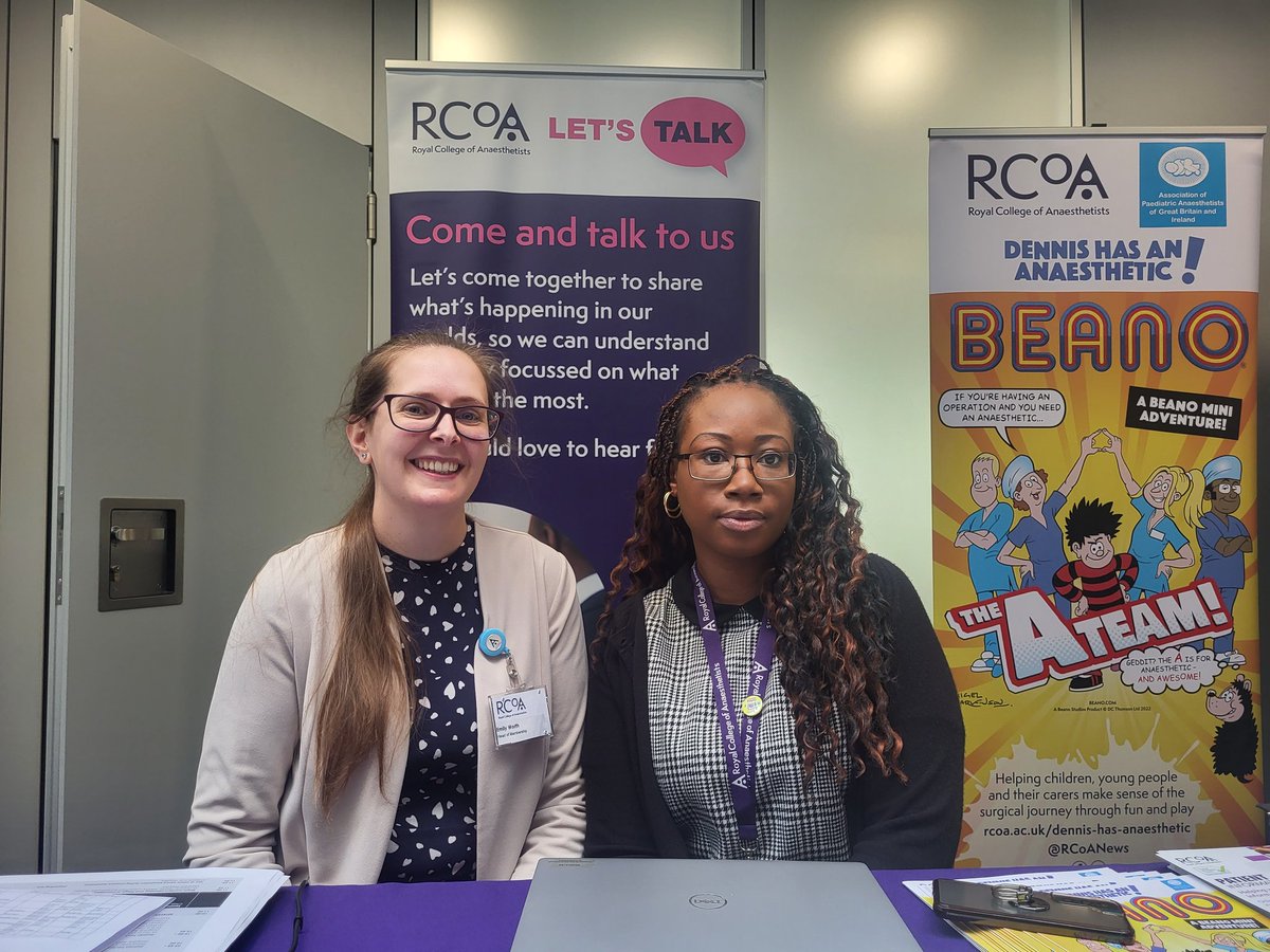 If you're at #Anaesthesia2023 why not stop by and say hello to Emily & Naadine from our membership engagement team? You can also catch up with them & other College reps at our Let's Talk session tomorrow lunchtime (13.15). Ask a question, give some feedback or just have a chat.