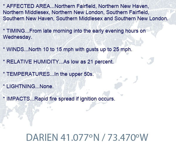 CT_StormWatcher's tweet photo. Local Weather Alert: Red flag warning remains in effect from 8 am this morning to 8 pm edt this evening for southern connecticut https://t.co/uYCKMhQlK9