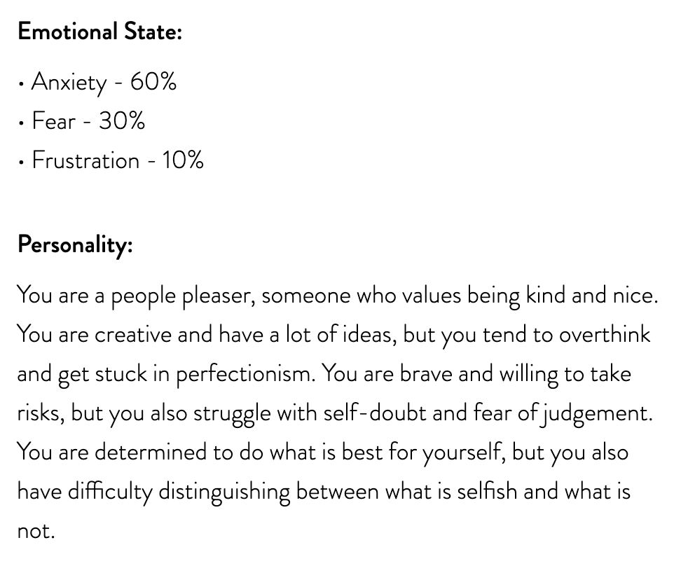 kennnnnli's tweet photo. 😅 I just started using @mindseraAI and its summary of my personality after one journal entry is spot on.  This is mildly freaky, but I'm digging it. #mindsera https://t.co/Y5zelKALvT