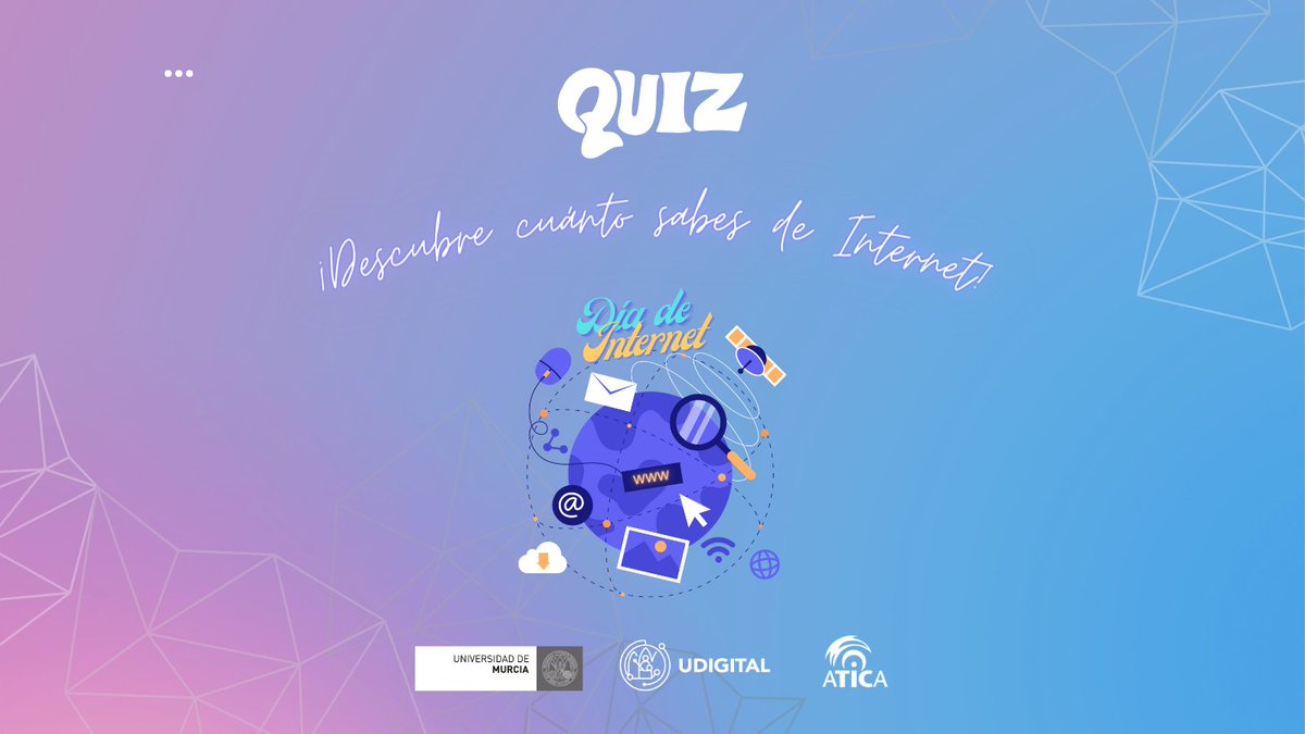 AticaUM's tweet photo. 🌐#DiaDeInternet
¿Te animas a descubrir cuánto sabes?
📲Pásate por nuestras historias de Instagram y participa en el Quiz de curiosidades😉 https://t.co/gbnLES1seZ
#ddi2023 #CiudadaniaDigital #Ciberseguridad #DigitalUM https://t.co/EGLPPwDm4G