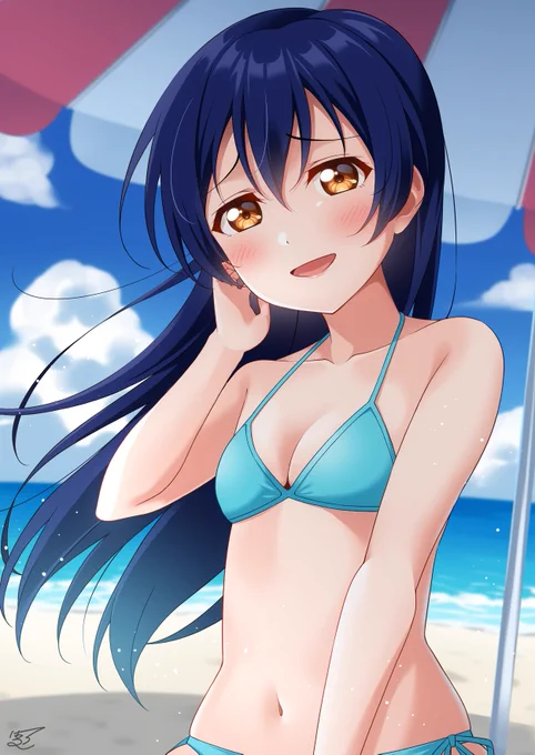 水着の海未ちゃんを描きました!