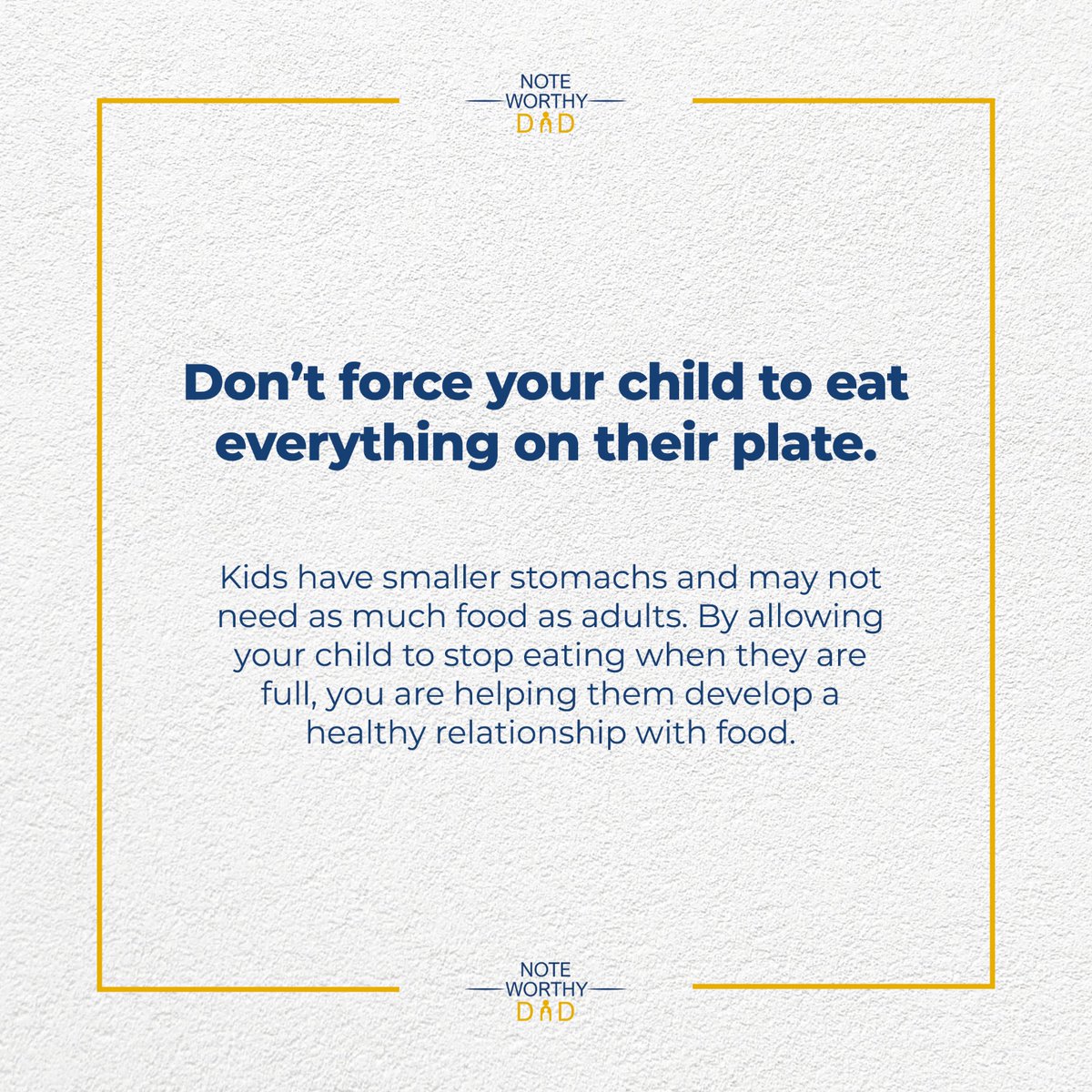 NoteWorthyDad_'s tweet image. Don’t force your child to eat everything on their plate.

#parentingblogger #parentingadvice #ParentingTips #parentingtools #food #healthyeating #foodrelationship #fatherhood #DadLife #lifeofdad #FatherhoodJourney #healthyfoodrelationship #kidsfood