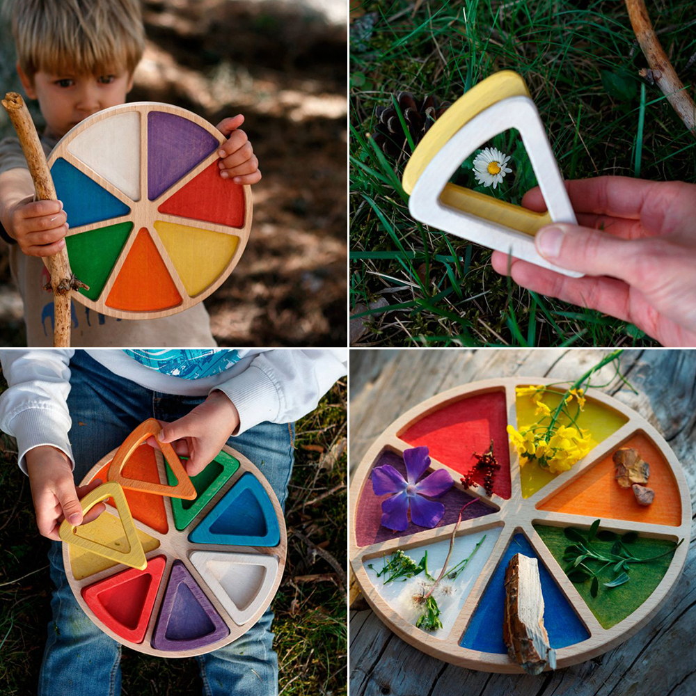 Ya en Mumuchu la rueda de madera con triángulos para clasificar con colores. 👏 Es una bandeja sensorial de colores, dividida en segmentos con triángulos que encajan en ellos, que pueden utilizarse para la clasificación de objetos por color. 😊 ► mumuchu.com/cocoletes.html