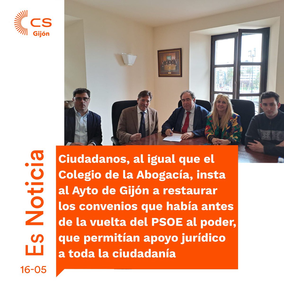 🍊 | ABOGACÍA | 🍊
👨‍💼 El próximo equipo de Gobierno de <a href="/gijon/">Gijón/Xixón</a> debería restaurar los convenios con el Ilustre Colegio de la Abogacía, que la socialista 🌹 Ana González suprimió. 
⚖️ De ello depende la cobertura jurídica de muchas familias