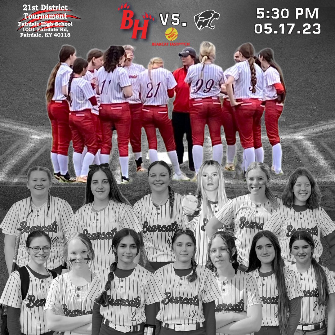 BethHavenSports's tweet photo. Let's Do This Today...Your Lady Bearcats go against Holy Cross in the 21st District tournament with a 5:30 PM first pitch. The winner earns a 6th region tournament berth and will advance to the 21st District championship game on Thursday vs PRP. #WhyNotBHCS https://t.co/lMKcJbfIEr