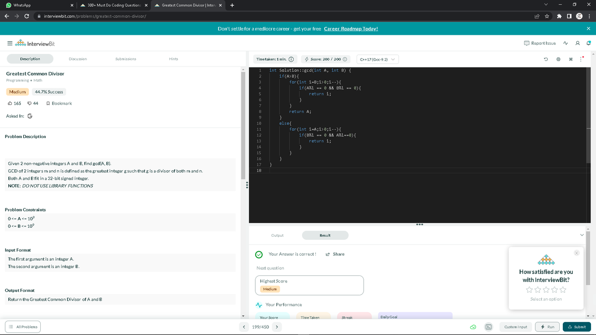 Recky_Vivek's tweet photo. Hello All, I have completed #Day017 of  #365DaysofCode Challenge with
@Scaler

Today I solved the question- Greatest Common Divisor Scaler discord community link: https://t.co/CNCCADIJ8S #scalerdiscord #codewithscaler https://t.co/6td7TryyP3