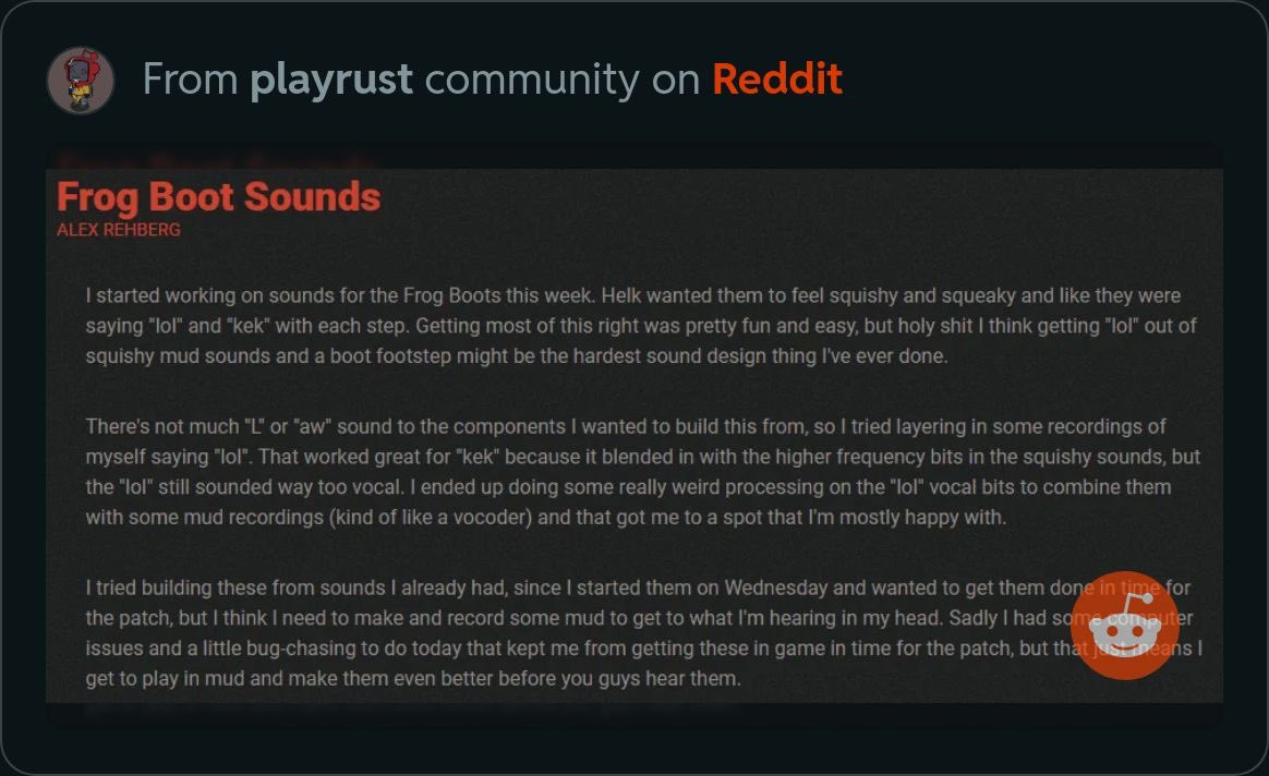 dlish_live's tweet photo. To end twitch rivals, can we finally get the frog boot sounds @Alistair_McF @Helkus @playrust https://t.co/PYNI1O8pon