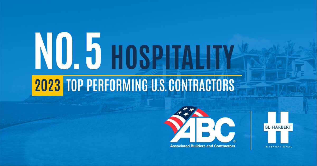 BL Harbert is proud to rank #5 on the 2023 list of Top Hospitality Contractors in the U.S.! Thank you to the Associated Builders and Contractors for this special recognition.

#BLHI #BuildAnythingAnywhere