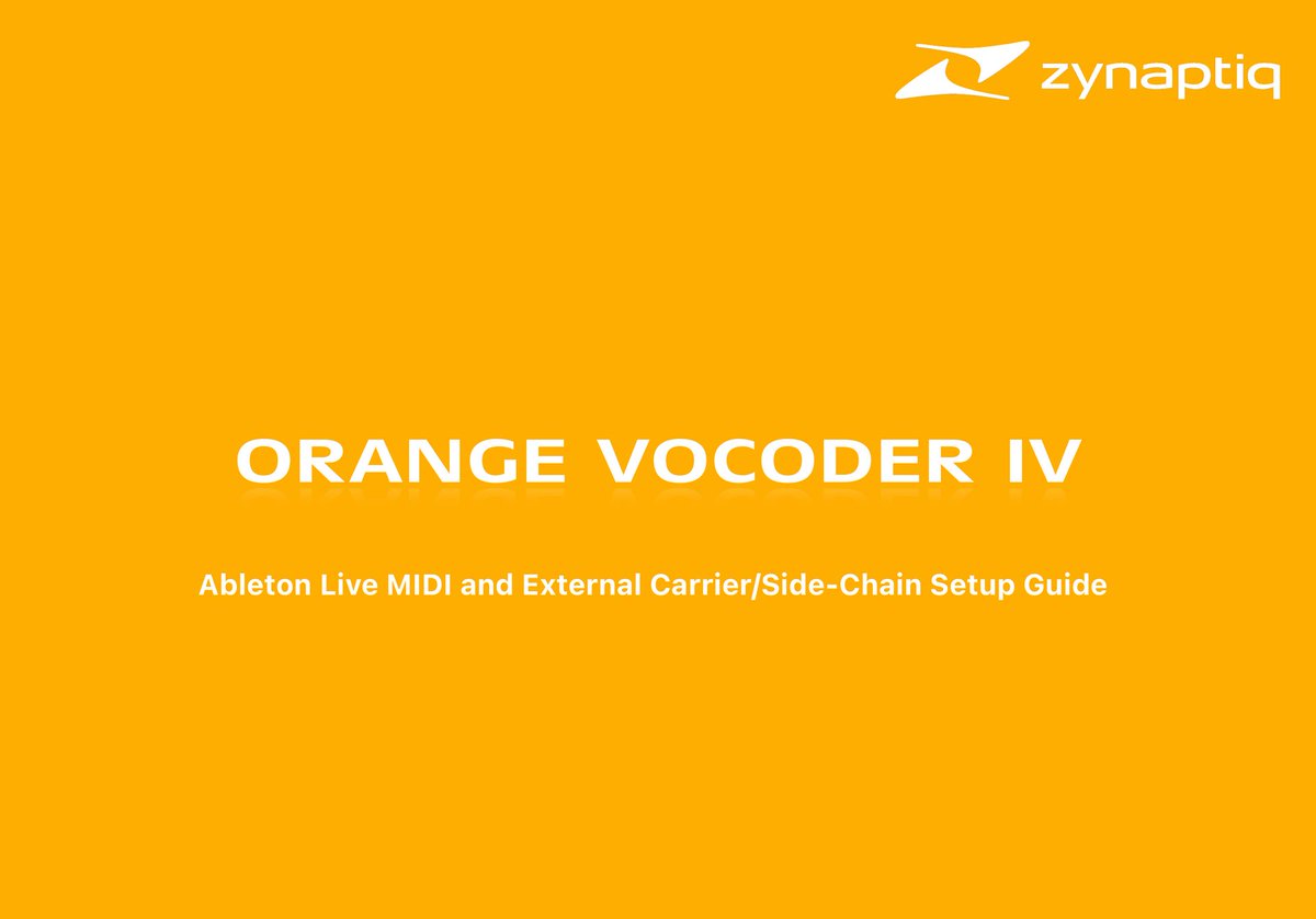 zynaptiq's tweet photo. Now available: ORANGE VOCODER IV MIDI & side-chain setup guide for Ableton Live! https://t.co/588ecj2FDn #ableton #abletonlive #zynaptiq #orangevocoder https://t.co/Yx4rFega8D