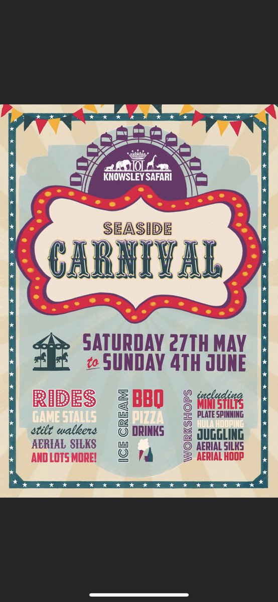 With only just over a week until the Half Term break, why not treat the kids to a day out <a href="/KnowsleySafari/">Knowsley Safari</a> on our Safari Xpress. With the added advantage of their fabulous Seaside Carnival event, book your seats today ▶️ ticketapp2.ibooking.com/V45/book.asp?i… <a href="/Merseytravel/">Merseytravel</a> <a href="/TheGuideLpool/">The Guide Liverpool 🌇🌃</a>