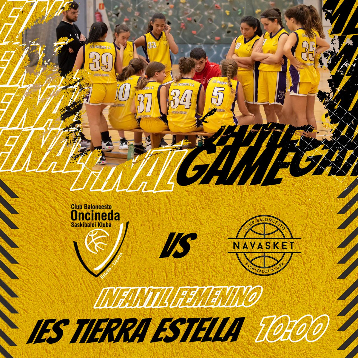 Otra final para el CB Oncineda SK. Esta vez será en Infantil Fem.Después de una gran temporada tienen el premio de disputar esta final, contra Navasket
Gran encuentro de #basket🏀 !!
Sábado 20 de Mayo 10:00 IES Tierra Estella
Te esperamos!
#oncineda 
#familiaamarilla