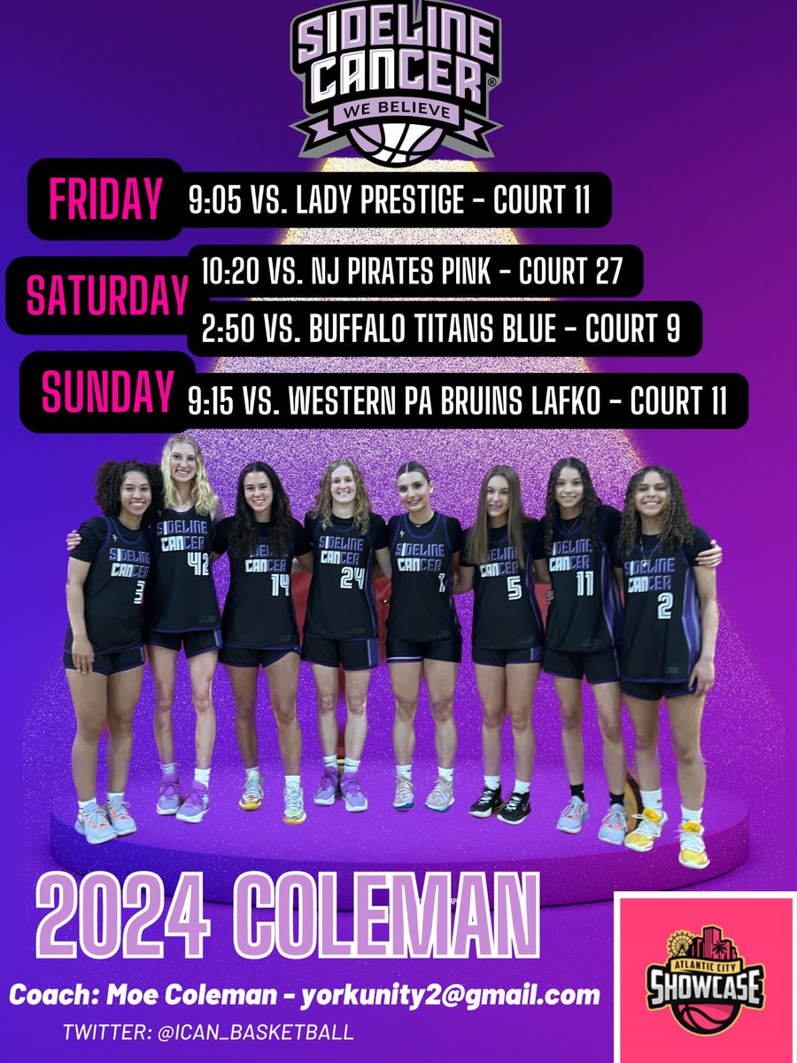 Here is the schedule for the Select Events Showcase in Atlantic City! Come check out the team!