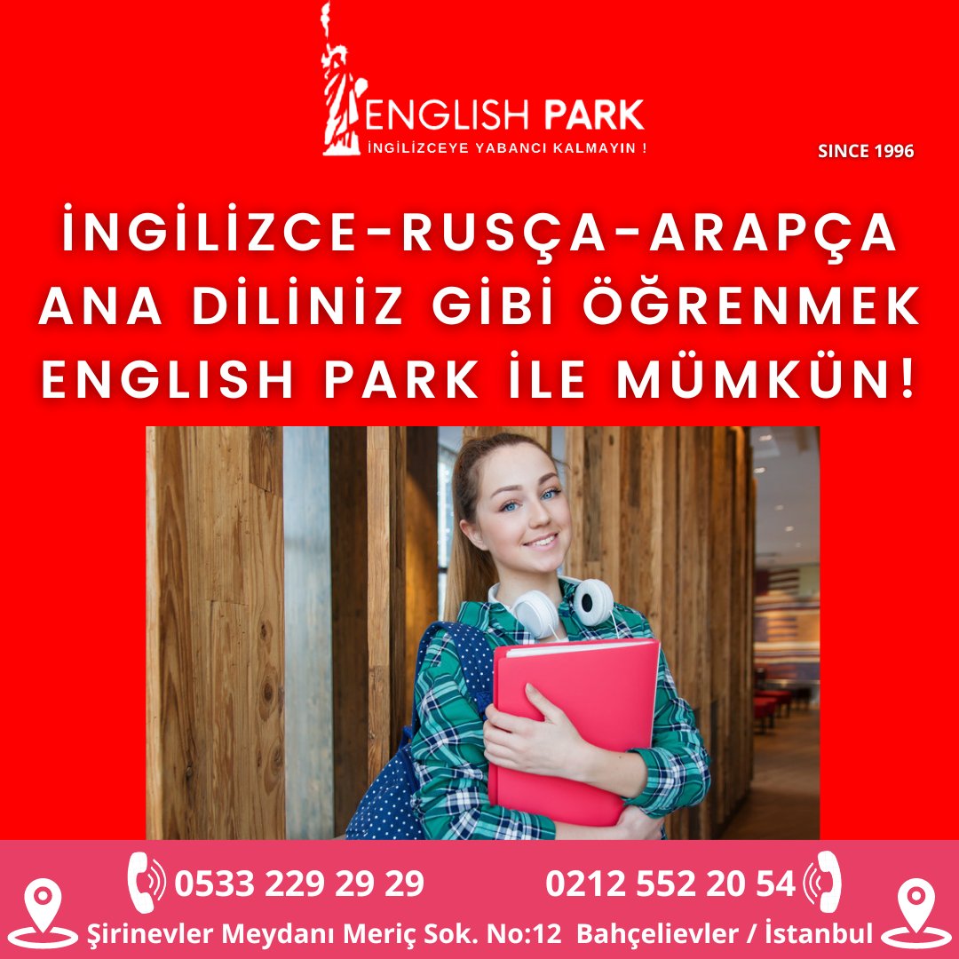 Tüm yabancı dil eğitimleriniz English Park'ta. Şimdi en iyi şekilde yeni bir dil öğrenmek için English Park ile iletişime geçin.

#ingilizcekursu #rusçakursu #arapçakursu #ingilizceşirinevler #englishparkdilkursu